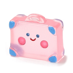 Pink Милые украшения из светящейся смолы, светится в темноте, микроландшафтное оформление, чемодан, розовые, 19x23x10 мм