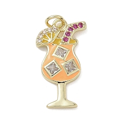 Настоящее золото 18K Латунные микро проложить кубического циркония подвески, пить чары, с эмалью и кольцом для прыжков, долговечный, без кадмия и без свинца, реальный 18 k позолоченный, 24x13x3 мм, отверстие : 3 мм