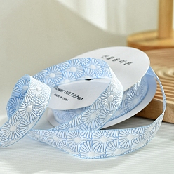Светло-Голубой 10 ярдов жаккардовых лент из полиэстера с цветами, аксессуары для одежды, подарочная упаковка, Небесно-голубой, 1 дюйм (25 мм)