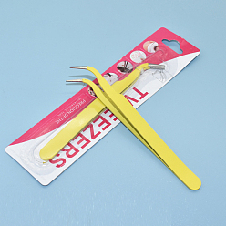 Желтый Пинцет из нержавеющей стали, наклонить голову, желтые, 11.6x1 см