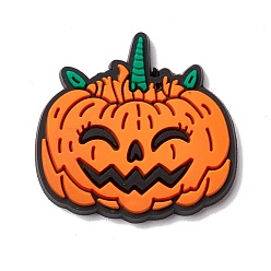Orange Halloween Theme PVC Cabochons, Pumpkin, Orange, 24x25x3mm