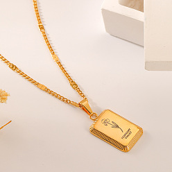 February Violet 304 Кулон-подвеска в виде цветка-символа рождения из нержавеющей стали для женщин, реальный 18 k позолоченный, февральская фиалка, 18.11 дюйм (46 см)