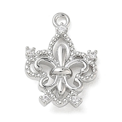Platino Latón micro pavimenta claro colgantes de circonio cúbico, flor de lis encantos, Platino, 18.5x13x4 mm, agujero: 1.6 mm