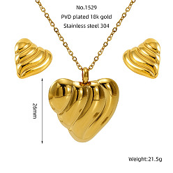 Сердце 304 подвески и серьги-гвоздики из нержавеющей стали, золотые, сердце, 20 мм и 450 мм, Кулон : 26 мм