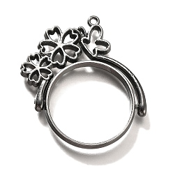 Черный Цвет Металла Подвесные подвески из сплава, для diy уф смолы, эпоксидная смола, без кадмия, без никеля и без свинца, плоские круглые с бабочкой, металлический черный , 38x35x3.5 мм, отверстие : 1.5 мм