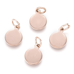 Розовое Золото Ионное покрытие (ip) 304 брелоки из нержавеющей стали, с прыжковых колец, штамповка заготовок тегов, плоско-круглые, розовое золото , 10.5x8x0.8 мм, отверстие : 3.5 мм