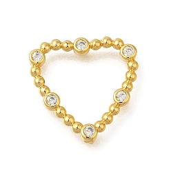 Сердце Стойка покрытие латунь прозрачный кубический цирконий соединительные кольца, реальный 18 k позолоченный, без свинца и без кадмия, долговечный, сердце, 16.5x16.5x2 мм