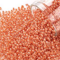 (986) Inside Color Crystal/Coral Lined Toho runde Rocailles, japanische Rocailles, (986) Innenfarbe Kristall / Koralle ausgekleidet, 11/0, 2.2 mm, Bohrung: 0.8 mm, über 1110pcs / Flasche, 10 g / Flasche
