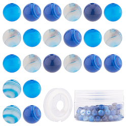 Natural Agate DIY Jewelry Set Making Kits, with Natural Agate Round Beads, Dyed & Undyed, Elastic Thread, 8~8.5mm, Hole: 1mm, 10pcs/box