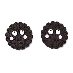 Coconut Brown Opaque Resin Cabochons, Biscuit with Eye, Coconut Brown, 22x6~7mm