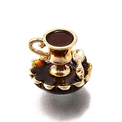 Drink Талисман из сплава, с эмалью, золотые, чашка кофе, 12.5x13.5 мм, отверстие : 2.5x4 мм