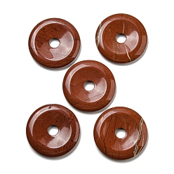 Red Jasper Natural Red Jasper Pendants, Donut/Pi Disc Charms, 50x6.5~7.5mm, Hole: 10mm