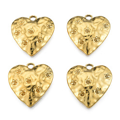 Real 18K Gold Plated 304 Stainless Steel Pendant Rhinestone Settings, Heart, Real 18K Gold Plated, Fit For 2mm Rhinestone, 26x25x4mm, Hole: 3mm
