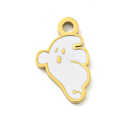 Ghost Тема Хэллоуина ионное покрытие (IP) 304 эмалированные подвески из нержавеющей стали, золотые, призрак, 16x9.5x1.5 мм, отверстие : 1.8 мм