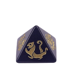 Обсидиан 2024 новый натуральный обсидиан резьба четыре мифических зверя пирамидальные украшения современные простые поделки хрустальные украшения, 32x30 мм