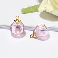 Розовый Стеклянные подвески с эфирным маслом, с золотистой петлей, круглые, туманная роза, 8 мм