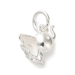 Серебро 925 стерлингов серебряные подвески, Слон прелести, с 925 соединительными кольцами и 925 штампом, серебряные, 15.5x9.5x5.5 мм, отверстие : 3.5 мм