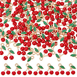 Красный 110Шармы из сплава эмали, вишня, золотой свет, красные, 13x12x2 мм, отверстие : 1.6 мм