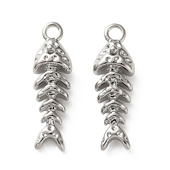 Платина Подвески из морской латуни, Очарование рыб, платина, 18x5x4 мм, отверстие : 1.6 мм