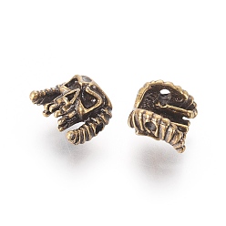 Античная Бронза Сплавочные овальные бусины тибетского стиля , череп, античная бронза, 9.5x11x6.5 мм, отверстие : 1.5 мм