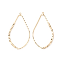 Настоящее золото 18K Латунные подвески с открытой спинкой, без никеля , для diy уф смолы, слезинка с кубиками из бисера, реальный 18 k позолоченный, 48x26~27x2 мм, отверстие : 1.8 мм