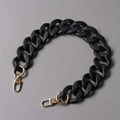 Black Acrylic Handbag Chain Straps, with Alloy Clasps, for Handbag or Shoulder Bag Replacement, Black, 45x3.5cm