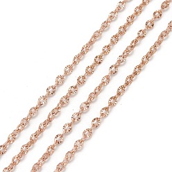 Розовое Золото Ионное покрытие (ip) 304 кабельные цепи из нержавеющей стали, с катушкой, пайки, , розовое золото , 1.7x1.2x0.2 мм, около 32.8 футов (10 м) / рулон