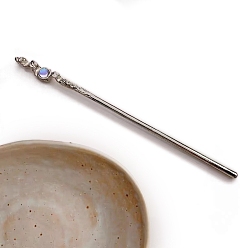 Платина Палочки для волос из сплава старинного костюма, стеклянные палочки-шпильки для еды, платина, 190 мм