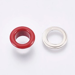 FireBrick Iron Grommet Eyelet Findings, for Bag Making, Flat Round, Platinum, FireBrick, Eyelet: 10.5x5mm, Inner Diameter: 6mm, Pad: 10.5x0.4mm
