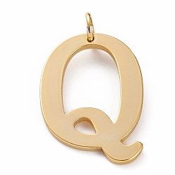 Letter Q Золотые латунные подвески, долговечный, буквы, letter.q, 30.5x20.5x1.5 мм, отверстие : 3.5 мм