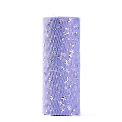 Лиловый Сетчатые ленты с блестками и пайетками, тюль ткань, Тюль-рулонная ткань для юбки, луна и звезда, сирень, 6 дюйм (15 см), о 25yards / рулон (22.86 м / рулон)