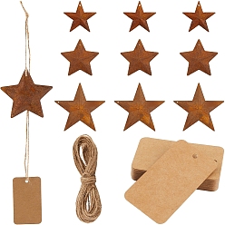 (52) Непрозрачная лаванда Звездная ржавчина железо большие подвески, с джутовым шнуром, разноцветные, 59~95x62~97x3~9 мм, отверстие : 1.6~2.5 мм