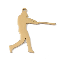 Golden 304 Stainless Steel Pendants, Batsman Charm, Golden, 38x31x1.5mm, Hole: 2mm