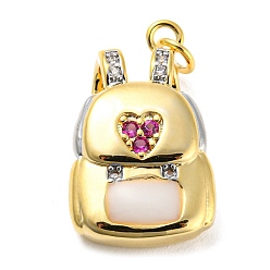 Настоящее золото 18K Стойки обшивки латунь кубического циркония подвески, с эмалью, без кадмия и без свинца, пакет, реальный 18 k позолоченный, 20x12x6 мм