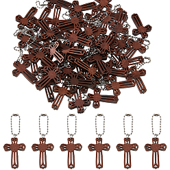 (52) Непрозрачная лаванда 70шт. крест деревянные подвесные украшения, с цепями железный шар, кокосового коричневый, 85 мм