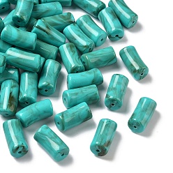 Бирюза Акриловые шарики Gemstone имитация, изогнутая трубка, два тона, бирюзовые, 29x14x14.5 мм, отверстие : 2.5 мм, Около 111 шт / 500 г