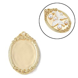 Oval Сеттинги для кулона (кабошонов), латунь , реальный 14 k позолоченный, долговечный, овальные, лоток : 25.5 мм, 36.5x25x3 мм, отверстие : 1.6 мм