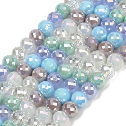 (52) Непрозрачная лаванда Стеклянные бусины с гальваническим покрытием , рондель, граненые, разноцветные, 8x6~6.5 мм, отверстие : 1.2~1.5 мм, около 45~48 шт / нитка, 11.30~12.09'' (28.7~30.7 см)