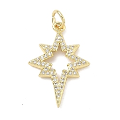 Золотой Латунные микро проложить кубического циркония подвески, звезды прелести, с целью перехода в кольце, золотые, 24x16.5x3 мм, Перейти кольцо: 5x1 мм, внутренний диаметр: 3 мм