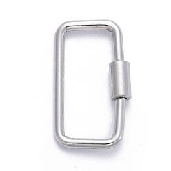 Нержавеющая Сталь Цвет Не тускнеет 304 подвески с винтовым карабином из нержавеющей стали, для изготовления ожерелий, прямоугольные, цвет нержавеющей стали, 25x14.5x4 мм, винт: 4x7 мм.