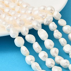 Морская Ракушка Нити из натурального культивированного пресноводного жемчуга, двух сторон полированной, класс 2а++, цвет морской раковины, 9~10 мм, отверстие : 0.6 мм, около 41~42 шт / нитка, 13.82''~14.17'' (35.1~36 см)