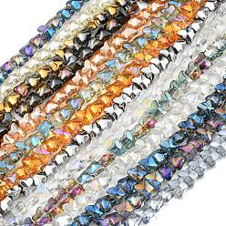 Mixed Color Electroplate Glass Beads Strands, Butterfly, Mixed Style, Mixed Color, 8x10x6mm, Hole: 1mm, about 90pcs/strand, 10.08 inch(25.6cm)