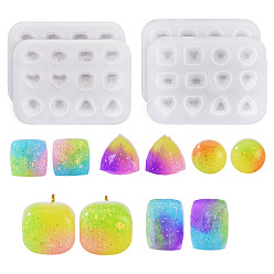 White 4Pcs 2 Styles DIY Earring Silicone Molds, Mixed Shapes , White, 50~51x68~68.5x7mm, 2pcs/style