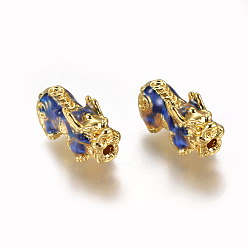 Золотой Бисера эмали сплава, мираж, меняющий цвет, бусы настроения, Pi Xiu, золотые, 19x9x9 мм, отверстие : 2 мм