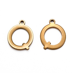 Letter Q 304 прелести нержавеющей стали алфавит, античная бронза, letter.q, 12.5x9x1 мм, отверстие : 1 мм