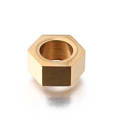 Золотой 304 из нержавеющей стали крупные бусины отверстие, шестиугольник, ионное покрытие (ip), долговечный, золотые, 10x11.5x5 мм, отверстие : 6.5 мм