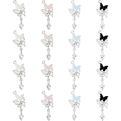 (52) Непрозрачная лаванда 16 шт. 4 цвета, подвески из смолы из сплава, бабочка, с пластиковым перламутром и блестками, разноцветные, 31x14x3.5 мм, отверстие : 1.6 мм, 4 шт / цвет