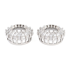 Платина Корончатая латунь, прозрачный кубический цирконий, европейские бусины, бусины с большим отверстием, без кадмия и без свинца, стойки покрытие, долговечный, платина, 15x7 мм, отверстие : 8 мм