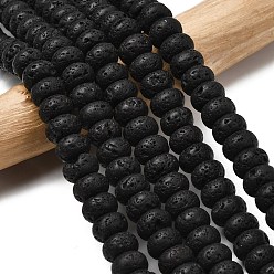 Лавовый камень Бусы из натуральной лавы, рондель, 10.5x6.5 мм, отверстие : 0.8 мм, около 59 шт / нитка, 14.69'' (37.3 см)