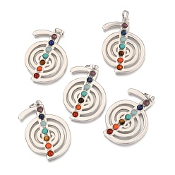 Разноцветный Подвески с музыкальными нотами из латуни с платиновым покрытием, чакра ювелирные изделия, красочный, 48x36x4 мм, отверстие : 2 мм